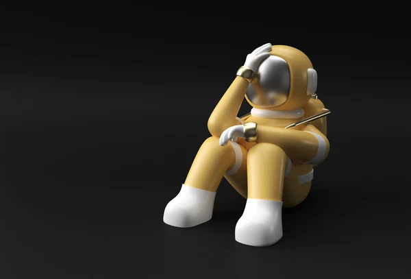Renderizar Astronauta Astronauta Dolor Cabeza Decepción Caucásico Cansado Vergüenza Gesto — Foto de Stock