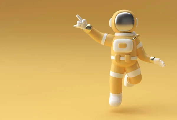 Render Spaceman Astronaut Рука Вказуючи Палець Жест Ілюстрація Дизайн — стокове фото