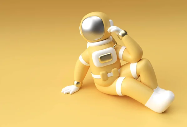 Render Spaceman Astronaut Think Disappointment Tired Caucasian Gesture Illustration Design — Stock Photo, Image