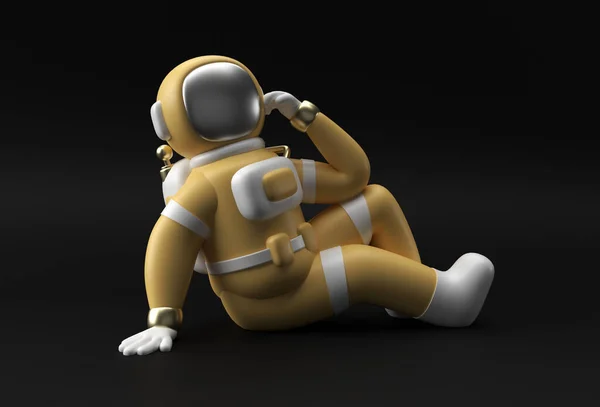 Render Spaceman Astronaut Think Disappointment Tired Caucasian Gesture Illustration Design — Stock Photo, Image