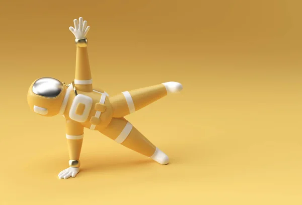Renderizar Astronauta Astronauta Pie Una Mano Yoga Pose Diseño Ilustración —  Fotos de Stock