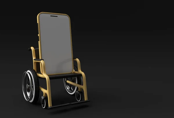 스마트폰이 휠체어가 분리되었습니다 — 스톡 사진