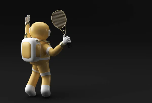 Render Astronaute Astronaute Jouer Tennis Illustration Design — Photo