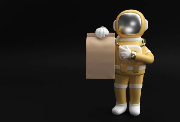 Render Astronaut Férfi Szállít Egy Csomagot Illusztráció Design — Stock Fotó