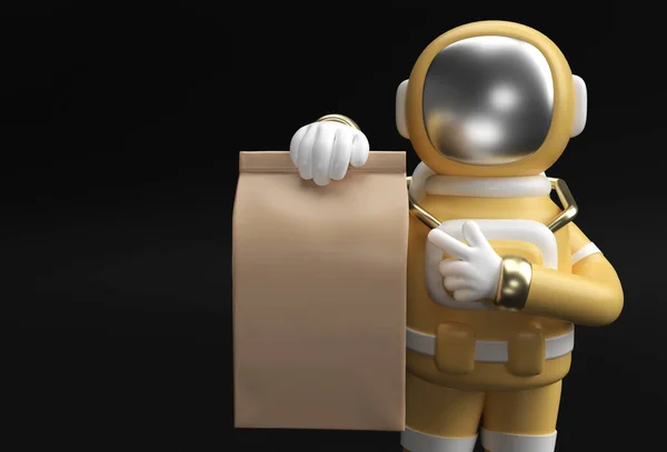 Render Astronauta Homem Entregando Pacote Ilustração Design — Fotografia de Stock