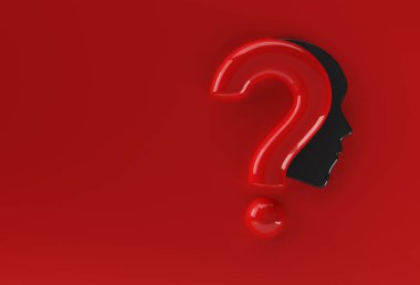 İnsan Yüzü Simge Tasarım Elementi ile 3d Hazırlama Sorusu İşareti.