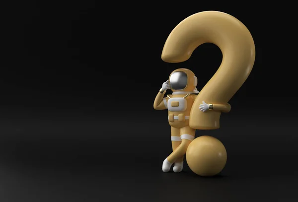 Render Astronaut Question Mark Think Disappointment Tired Caucasian Gesture Illustration — Stock Photo, Image