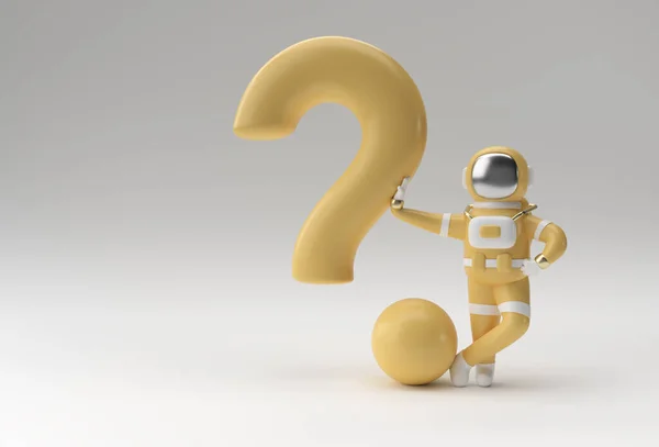 Render Astronaut Standing Mit Fragezeichen Illustration Design — Stockfoto