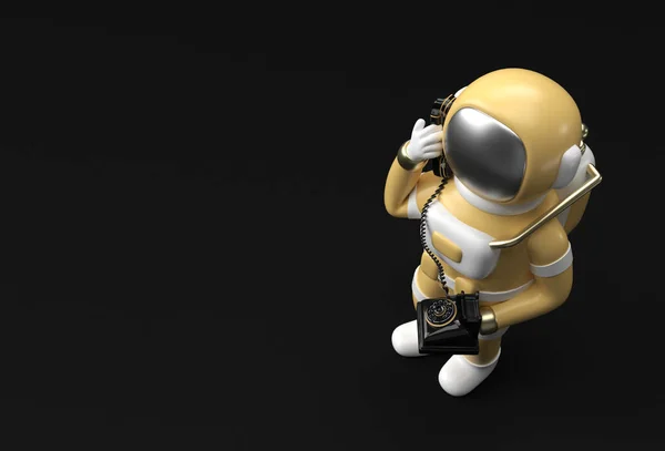 Render Astronaute Appel Geste Avec Vieux Téléphone Illustration Design — Photo