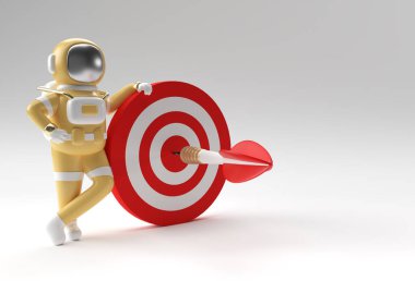 3d Render Astronot Target 3d Çizim Tasarımı.