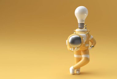 3d Render Astronot ampulü yerine 3d illüstrasyon tasarımı.