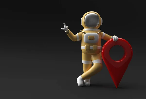 Render Astronaut Térképpel Pointer Illusztráció Tervezés — Stock Fotó