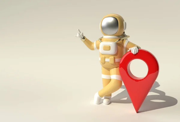 Render Astronaut Med Karta Pekare Illustration Design — Stockfoto