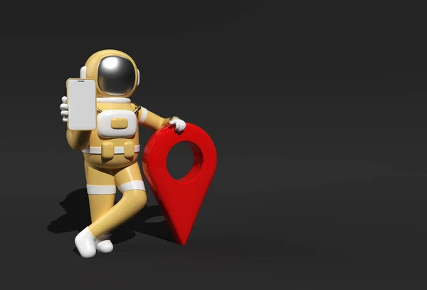 Renderizar Astronauta Con Mapa Puntero Ilustración Diseño — Foto de Stock