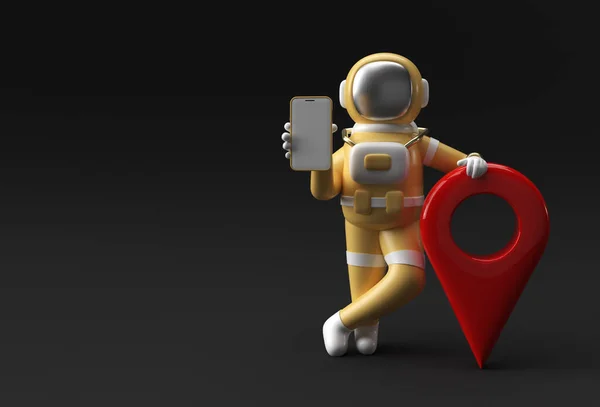 Renderizar Astronauta Con Mapa Puntero Ilustración Diseño — Foto de Stock