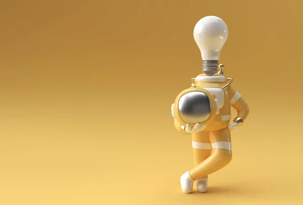 Render Astronaut Glödlampa Stället För Huvud Illustration Design — Stockfoto