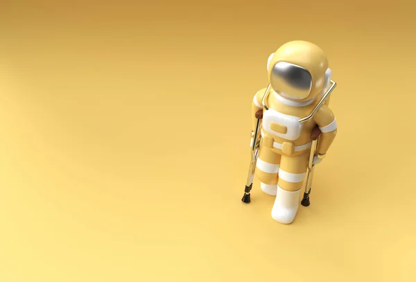 Render Astronaut Fogyatékkal Élő Mankókkal Járni Illusztráció Tervezés — Stock Fotó