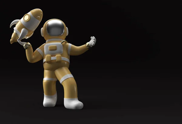 Render Spaceman Astronaut Flying Rocket Illustration Design — Stock Photo, Image