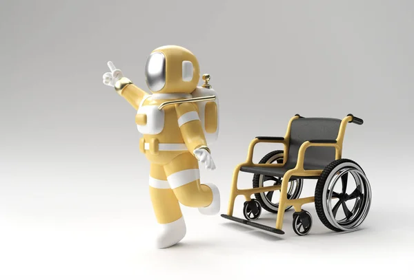 Render Astronaut Funktionshindrade Med Hjälp Rutor Att Med Weelchair Illustration — Stockfoto