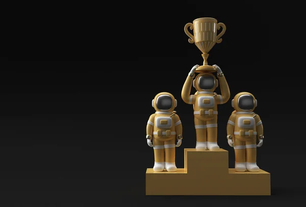 Astronauta Bem Sucedido Recebeu Primeiro Troféu Prêmio Renderização — Fotografia de Stock