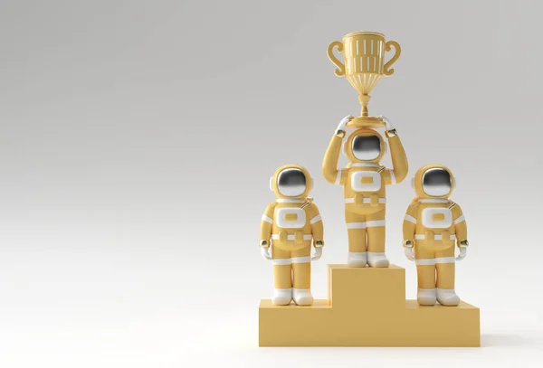 Astronauta Successo Ottenuto Primo Premio Trofeo Rendering — Foto Stock