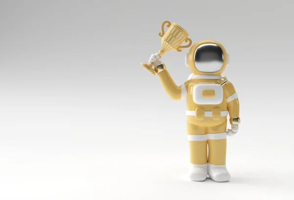 Succesvolle Astronaut Kreeg Eerste Prijs Trophy Rendering — Stockfoto