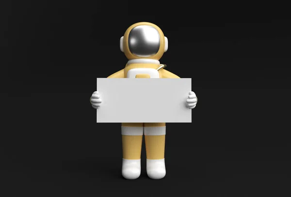Render Astronaut Houder Van Een Witte Banner Illustratie Ontwerp — Stockfoto