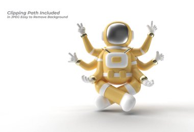 3d Render Spaceman Astronot Yoga Hareketleri Kalem Oluşturma Yolu JPEG Kolayca Birleştirilmesi İçindekiler.