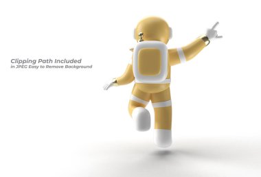 3d Render Astronot Atlama eylemde Pen Aracı Oluşturulmuş Kırpma Yolu JPEG içerisinde Birleştirilmesi Kolay.