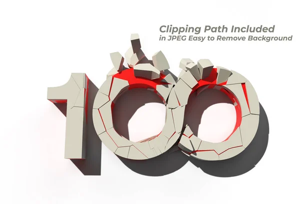 100 Broken Number Pen Tool Created Clipping Path Jpeg Easy — 스톡 사진