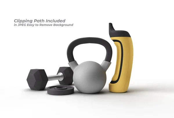 Render Dumbbells Set Sport Element Fitness Pen Tool Created Clipping — 스톡 사진