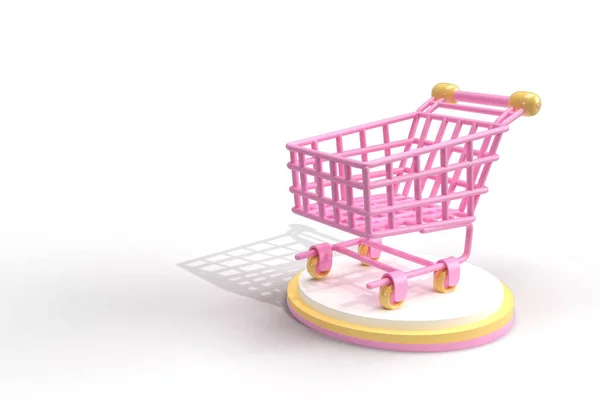 Render Shopping Cart Icono Ilustración Diseño Pen Tool Created Clipping —  Fotos de Stock