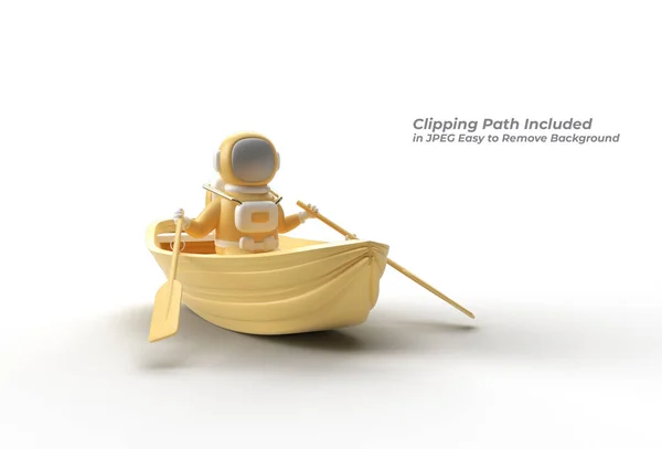 Astronauta Fun Boat Pen Tool Created Clipping Path Included Jpeg — Fotografia de Stock