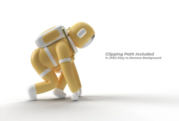 Astronaut Running Pose Pen Tool Created Clipping Path Inbegrepen Jpeg — Stockfoto