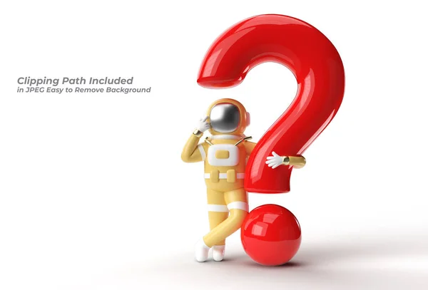 Astronaut Question Mark Think Disappointment Tired Caucasian Gesture Pen Tool — стокове фото