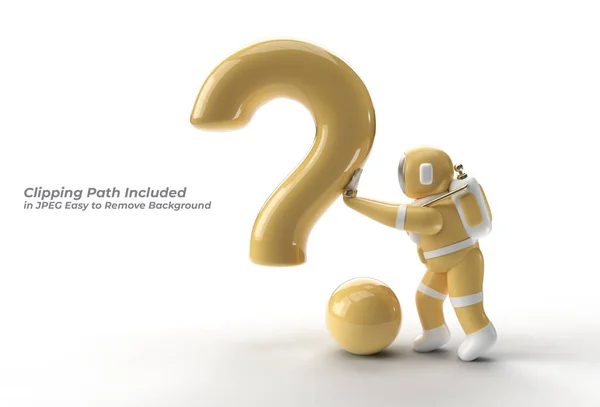 Astronaut Question Mark Think Disaplivity Tired Caucasian Gestures Pen Tool — 스톡 사진