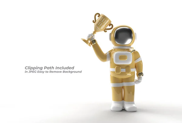 Erfolgreicher Astronaut Erhielt Den Ersten Preis Trophy Pen Tool Erstellt — Stockfoto