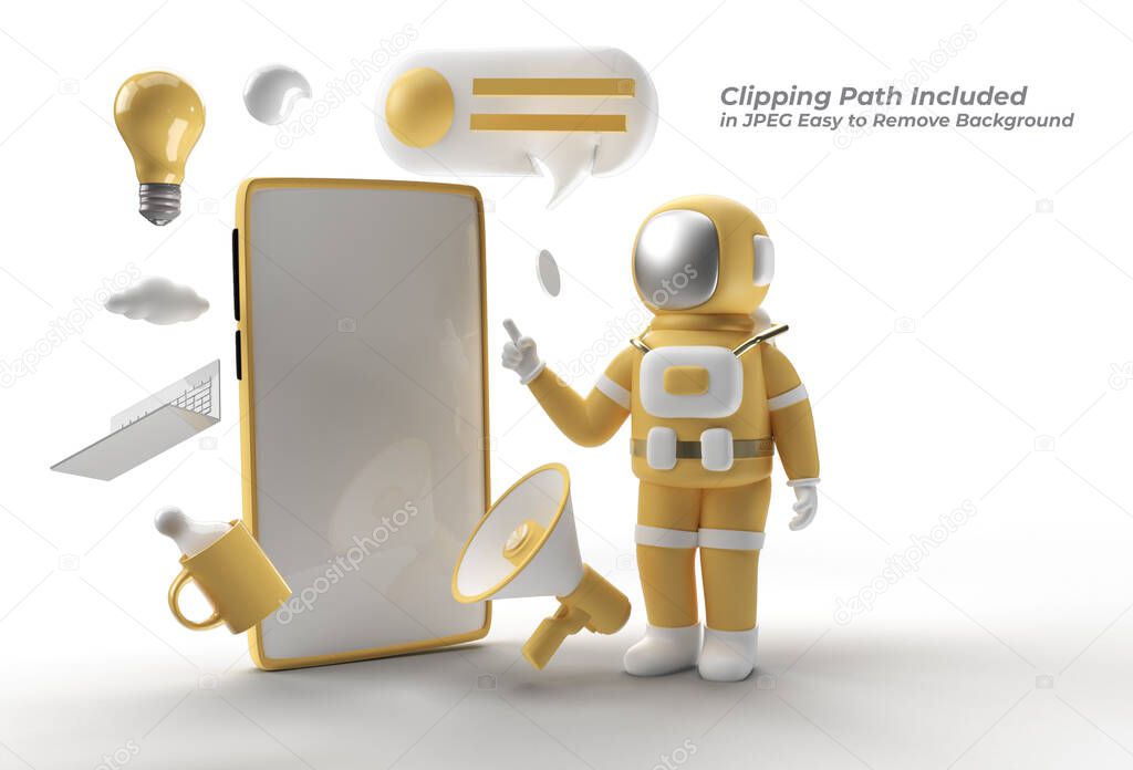 Astronaut Hand Pointing Finger blank screen Mockup Pen Tool Created Clipping Path Included in JPEG Easy to Composite.