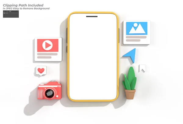 Kreativ Render Mobile Mockup Web Development Banner Marknadsföringsmaterial Pennverktyg Skapad — Stockfoto