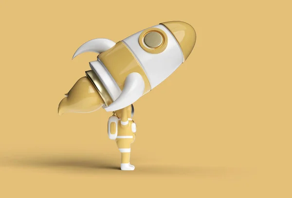 Astronaut Med Rocket Pen Tool Created Clipping Path Ingår Jpeg — Stockfoto