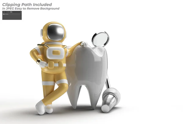 Astronaut Mit Zahnimplantaten Chirurgie Konzept Pen Tool Erstellt Clipping Pfad — Stockfoto