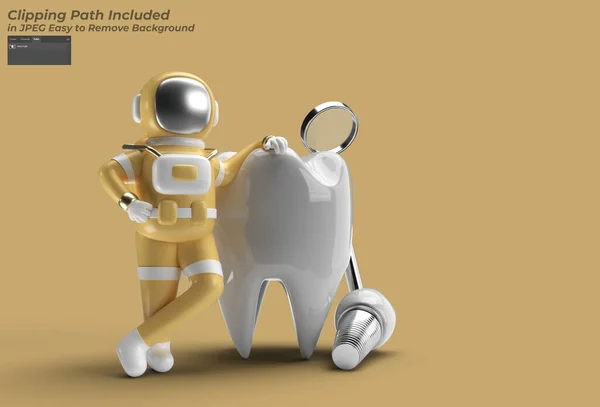 Astronauta Con Implantes Dentales Concepto Cirugía Herramienta Pluma Creado Camino —  Fotos de Stock