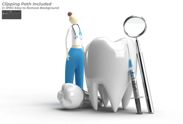 Lekarz Implantami Stomatologicznymi Koncepcja Narzędzia Pen Stworzona Ścieżka Clipping Zawarte — Zdjęcie stockowe