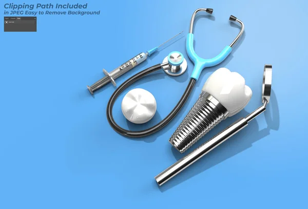 Dental Implants Surgery Concept Pen Tool Created Clipping Path Included — Stock Photo, Image