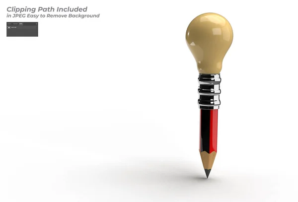 Lampadina Matita Creative Idea Pen Tool Created Clipping Path Incluso — Foto Stock
