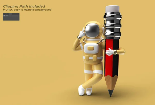 Astronaut Mit Bleistift Stift Tool Erstellt Clipping Pfad Der Jpeg — Stockfoto