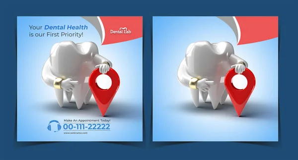 Зубы Навигацией Стоматологические Имплантаты Концепция Хирургии Instagram Post Banner Template — стоковое фото