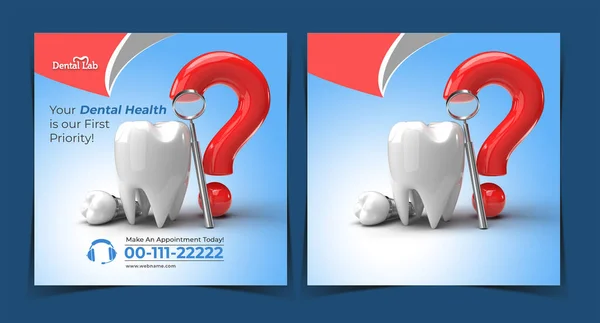 Tänder Med Fråga Mark Dental Implantat Kirurgi Koncept Instagram Post — Stockfoto