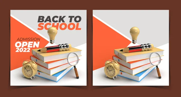 Voltar Escola Marketing Digital Instagram Post Banner Template — Fotografia de Stock