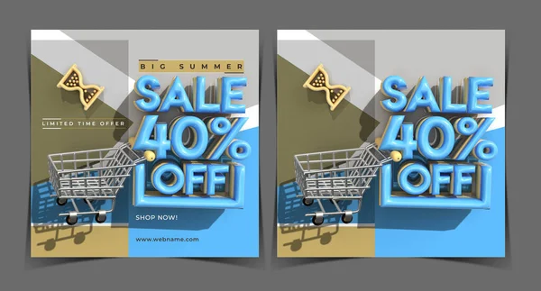 Big Summer Sale Marketing Digital Instagram Post Banner Template — Fotografia de Stock